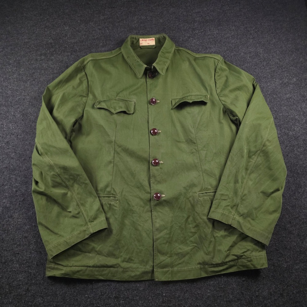 Vtg Chinese Military PLA Uniform Chore Jacket Mao Olive Green Vietnam Coat Men's